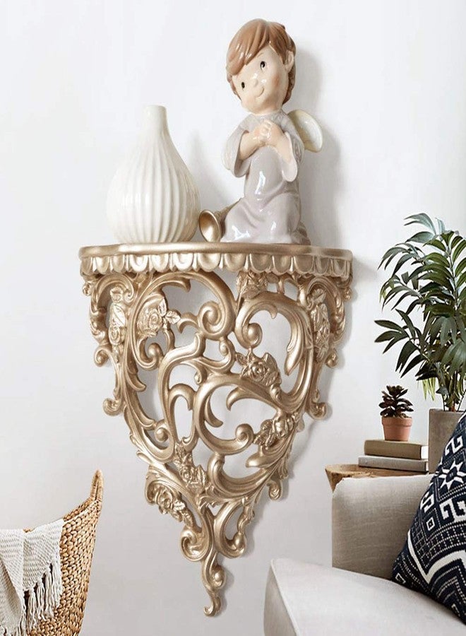 LIZEALUCKY Floating Shelves, Wall Hanging Shelf, Storage Rack European Hollow Style Shelf Wall Decoration for Kitchen, Bathroom, Living Room,Bedroom,9.84x9.92x5.98in - Image 1